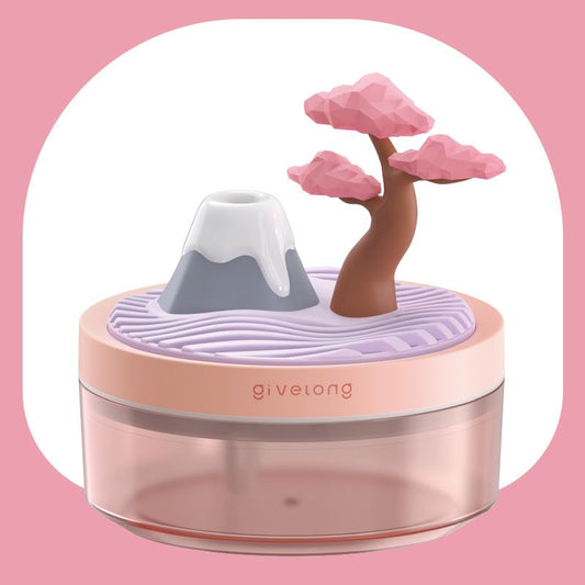 Cherry Blossom Pink USB Portable Bionic Landscape Humidifier and Creative Potted Plant Air Diffuser - 7-Color V888-ELOSUNG49665
