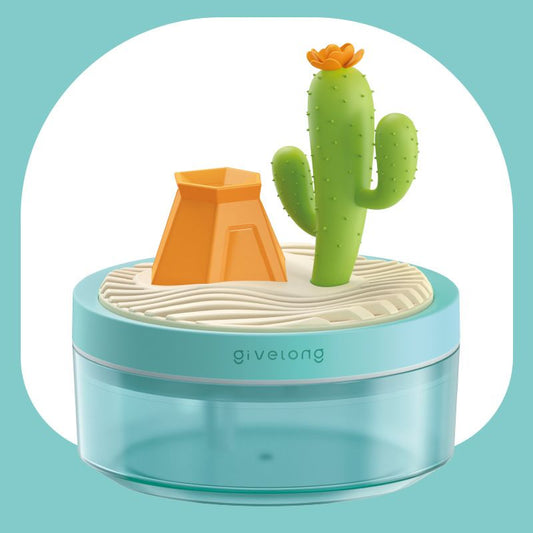 Cactus Green USB Portable Bionic Landscape Humidifier and Creative Potted Plant Air Diffuser - 7-Color Night V888-ELOSUNG49666