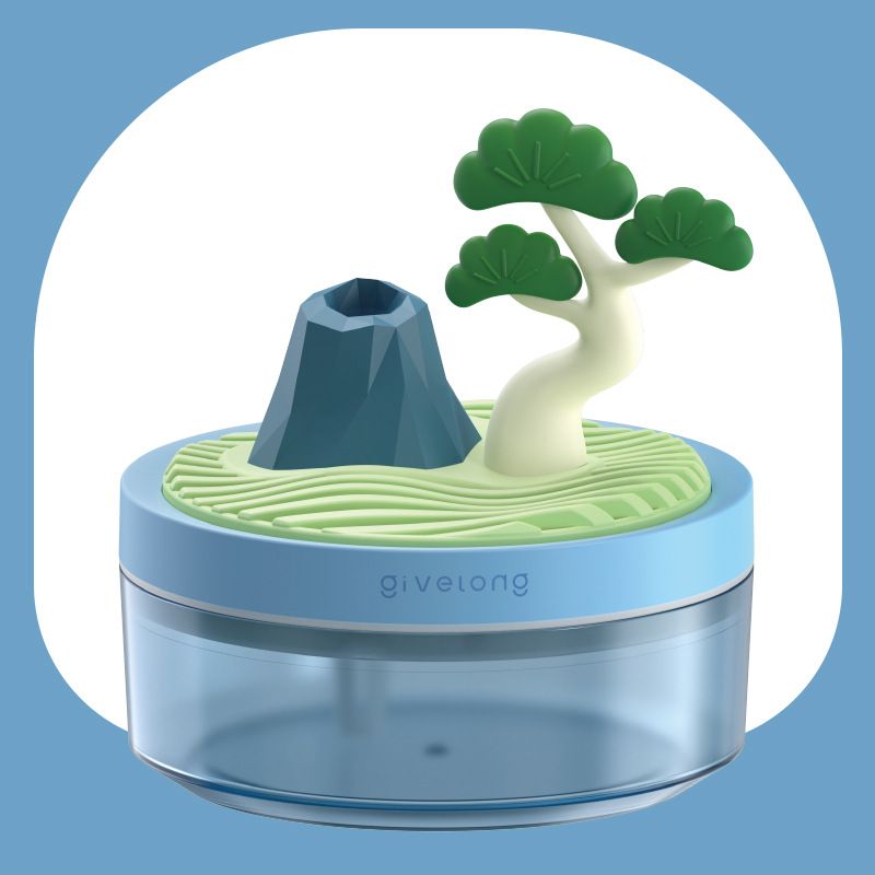 Pine Tree Blue USB Portable Bionic Landscape Humidifier and Creative Potted Plant Air Diffuser - 7-Color V888-ELOSUNG49667