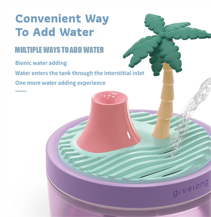 Pine Tree Blue USB Portable Bionic Landscape Humidifier and Creative Potted Plant Air Diffuser - 7-Color V888-ELOSUNG49667