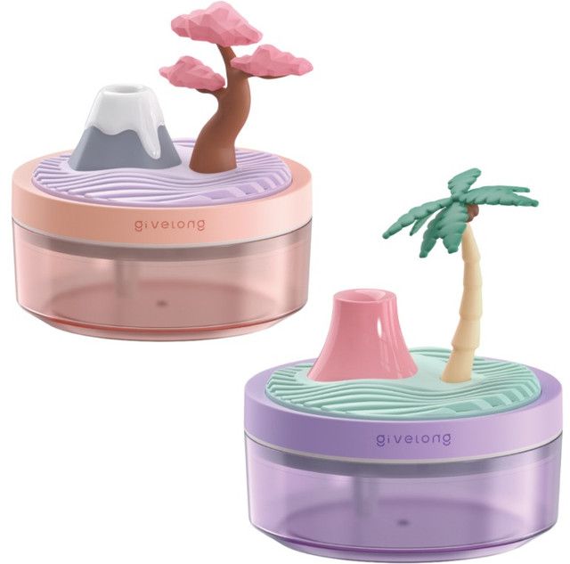 Coconut Tree & Cherry Blossom USB Portable Bionic Landscape Humidifier and Creative Potted Plant Air Diffuser V888-ELOSUNG49668