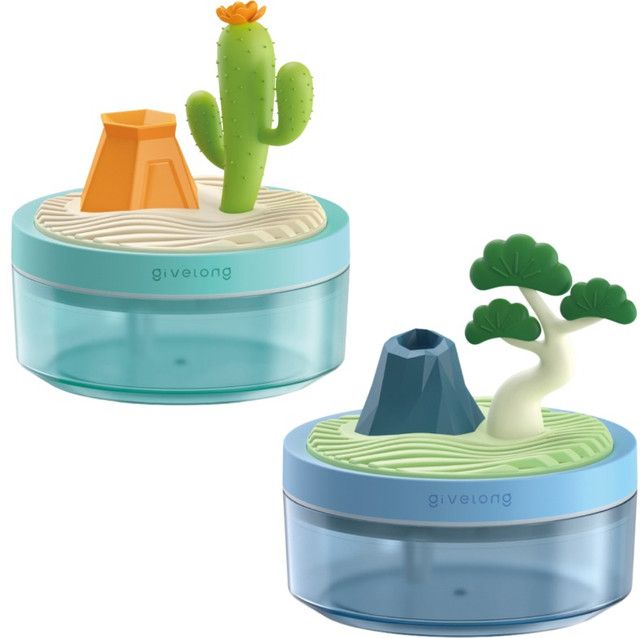 Cactus & Pine Tree USB Portable Bionic Landscape Humidifier and Creative Potted Plant Air Diffuser - 7-Color V888-ELOSUNG49669