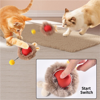 Interactive Hunting Hidden Prey Cat Toy Set - Red Plush Automatic Moving Ball & 72CM Large Crinkle Hunting V888-ELOSUNG49670