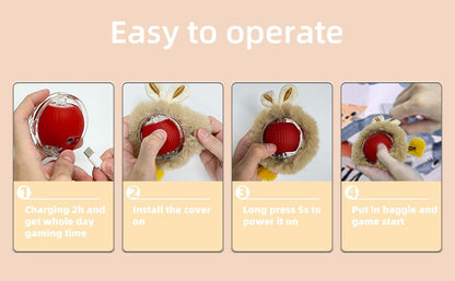 Interactive Hunting Hidden Prey Cat Toy Set - Red Plush Automatic Moving Ball & 72CM Large Crinkle Hunting V888-ELOSUNG49670