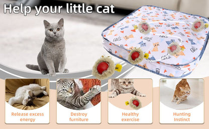 Interactive Hunting Hidden Prey Cat Toy Set - Red Plush Automatic Moving Ball & 72CM Large Crinkle Hunting V888-ELOSUNG49670