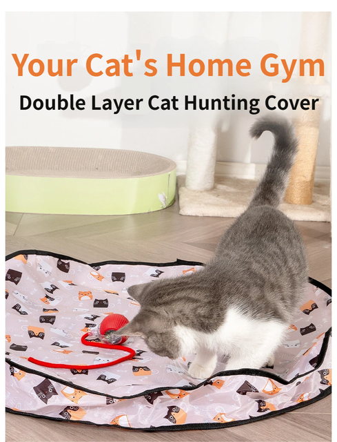 Interactive Hunting Hidden Prey Cat Toy Set - Grey Plush Automatic Moving Ball & 72CM Large Crinkle Hunting V888-ELOSUNG49671