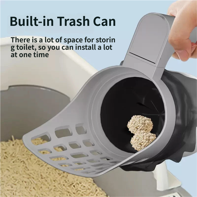 3-in-1 Handheld Cat Litter Scoop with Waste Bin & Bag Dispenser - One-Way Litter Sifting & Disposal Tool, V888-ELOSUNG49676