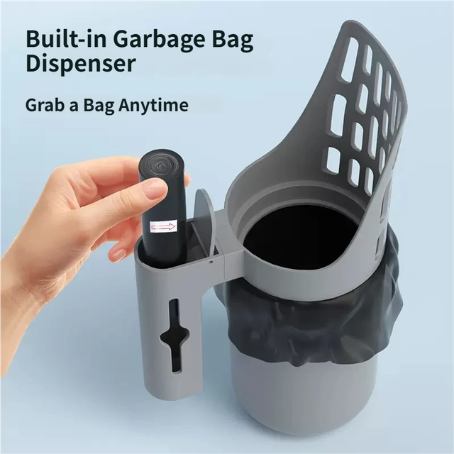 3-in-1 Handheld Cat Litter Scoop with Waste Bin & Bag Dispenser - One-Way Litter Sifting & Disposal Tool, V888-ELOSUNG49676