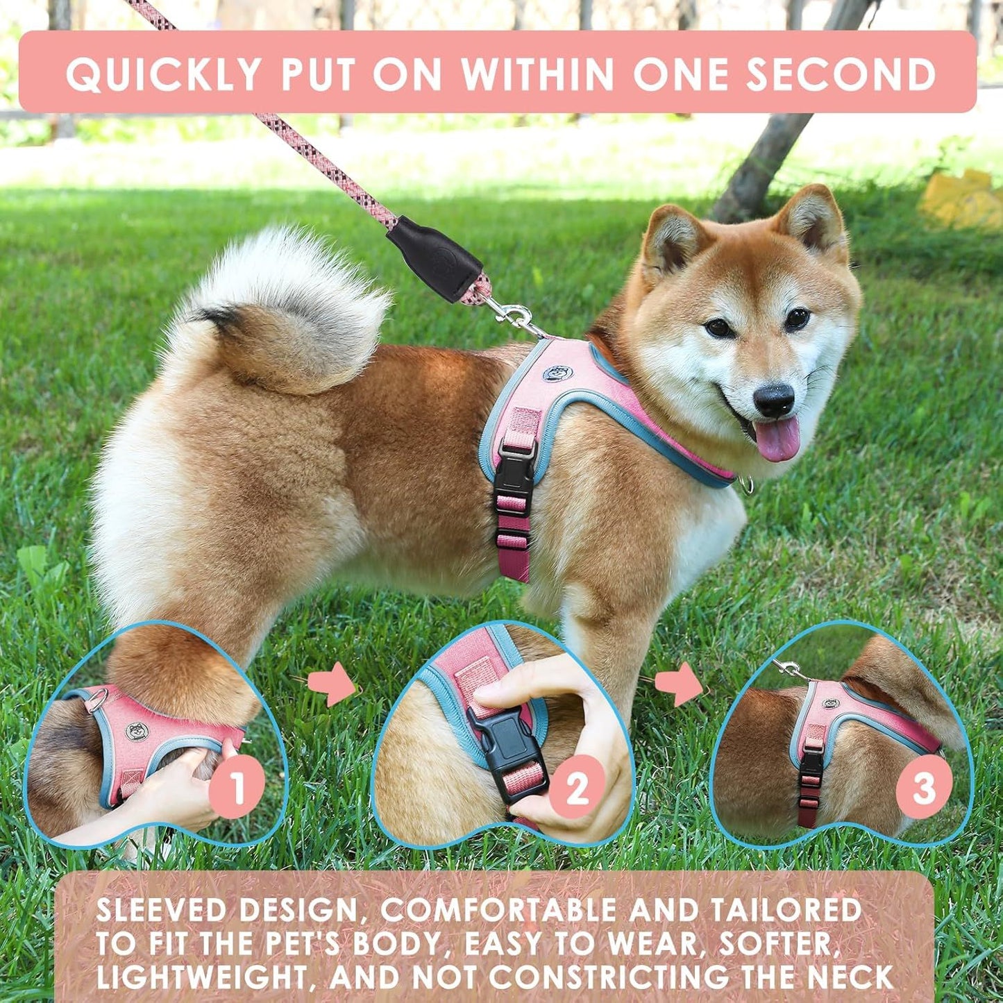 L Size Grey Waterproof Reflective Saddle-Style Dog Harness & 1.5M Leash Set - Breathable Anti-Choke V888-ELOSUNG49701