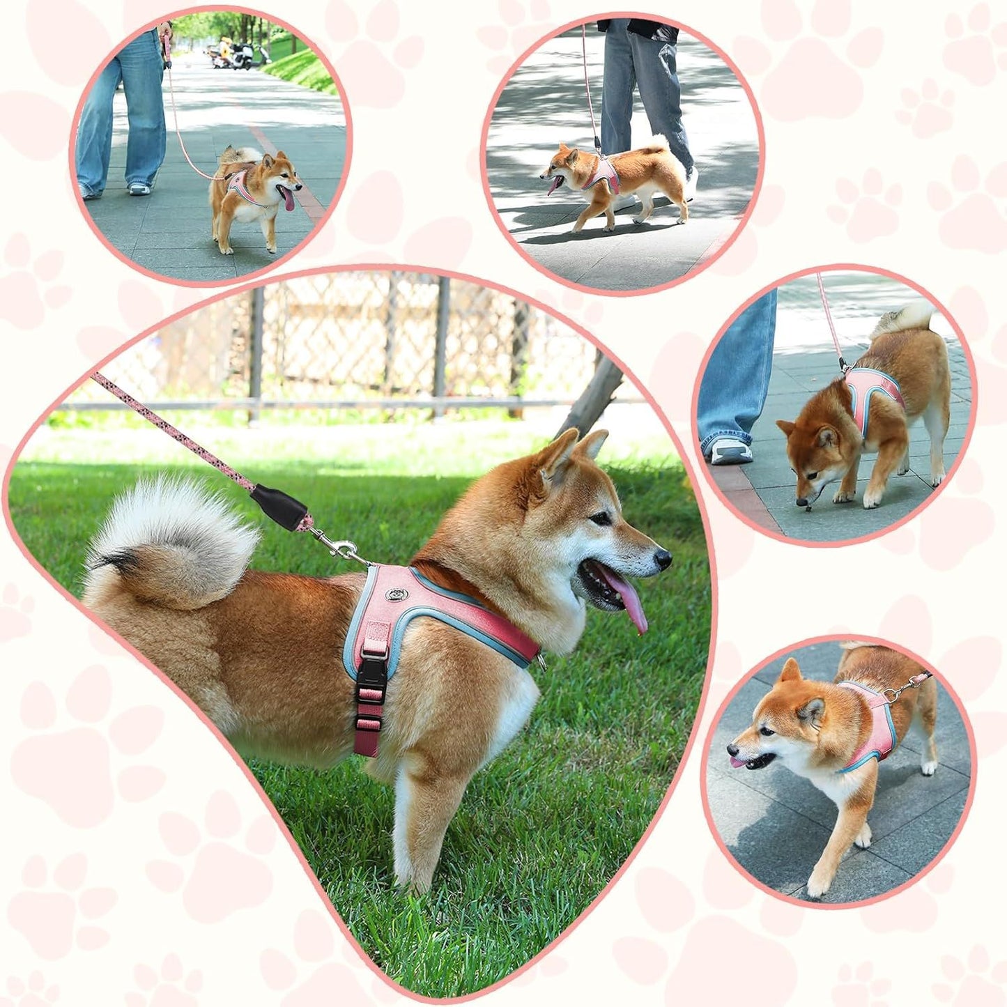 L Size Grey Waterproof Reflective Saddle-Style Dog Harness & 1.5M Leash Set - Breathable Anti-Choke V888-ELOSUNG49701