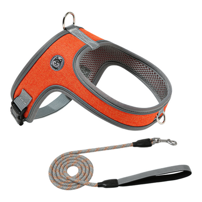 L Size Orange Waterproof Reflective Saddle-Style Dog Harness & 1.5M Leash Set - Breathable Anti-Choke V888-ELOSUNG49702