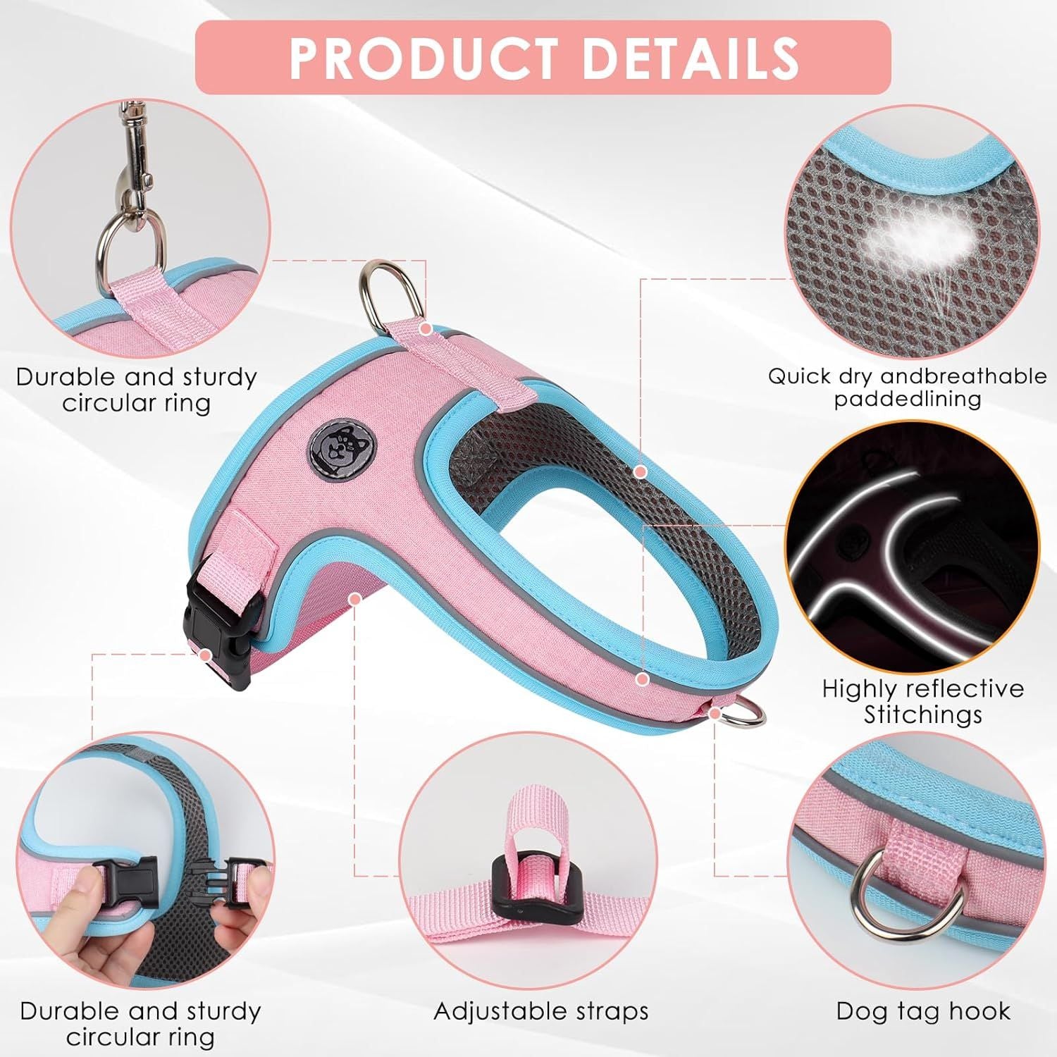 L Size Black Waterproof Reflective Saddle-Style Dog Harness & 1.5M Leash Set - Breathable Anti-Choke V888-ELOSUNG49704