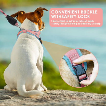 L Size Black Waterproof Reflective Saddle-Style Dog Harness & 1.5M Leash Set - Breathable Anti-Choke V888-ELOSUNG49704