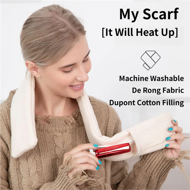 Pink USB Powered Graphene Rapid Heated Scarf - 80 x 10 CM Washable Winter Thermal Wrap with 3-Level Temp for V888-ELOSUNG49708
