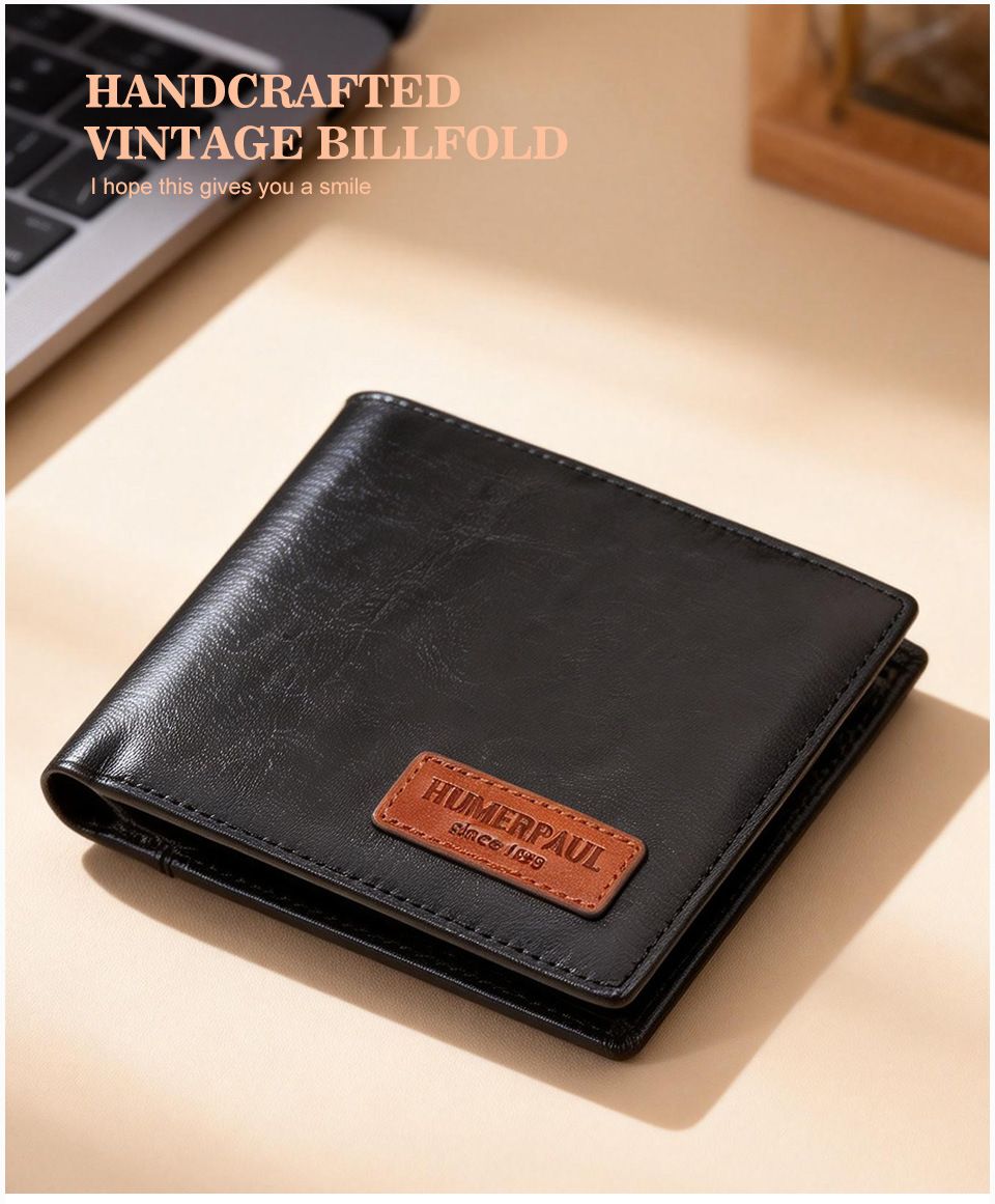 Coffee Handcrafted Genuine First-Layer Cowhide Wallet & Card Case for Men - Multi-Slot Ultra-Slim Bifold, V888-ELOSUNG49715