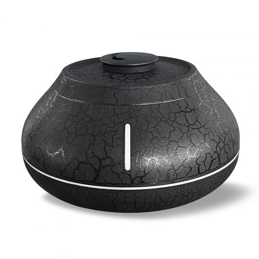 Crackled Black 7-Color Flame Ultrasonic Nano Mist Humidifier & Diffuser - Type-C Powered Realistic Fire V888-ELOSUNG49718