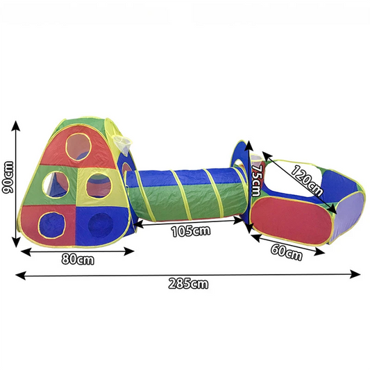 3-in-1 Kids' Pop-Up Foldable Play Tent & Adventure Tunnel Set - Giant Indoor/Outdoor Playpark with Ball Pit & V888-ELOSUNG49722