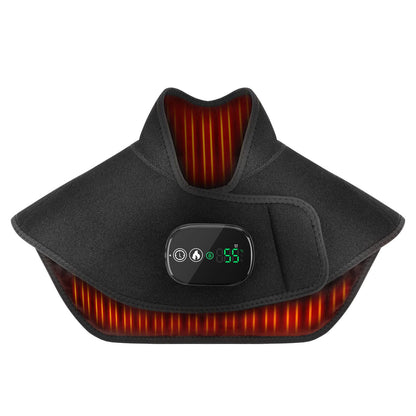 Black Wireless Large Coverage Heated Shoulder & Neck Wrap - TypeC Rechargeable Thermal Therapy Shawl with 4 V888-ELOSUNG49732