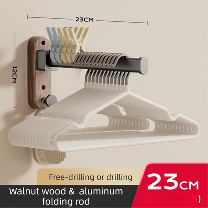 23CM Moisture Aluminum Folding Towel Rack Integrated Bottom Hook - 90 degrees Folding Black Walnut Grain V888-ELOSUNG49766
