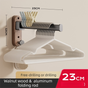 23CM Moisture Aluminum Folding Towel Rack Integrated Bottom Hook - 90 degrees Folding Black Walnut Grain V888-ELOSUNG49766