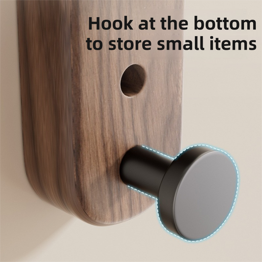 23CM Moisture Aluminum Folding Towel Rack Integrated Bottom Hook - 90 degrees Folding Black Walnut Grain V888-ELOSUNG49766