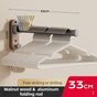 33CM Moisture Aluminum Folding Towel Rack Integrated Bottom Hook - 90 degrees Folding Black Walnut Grain V888-ELOSUNG49767