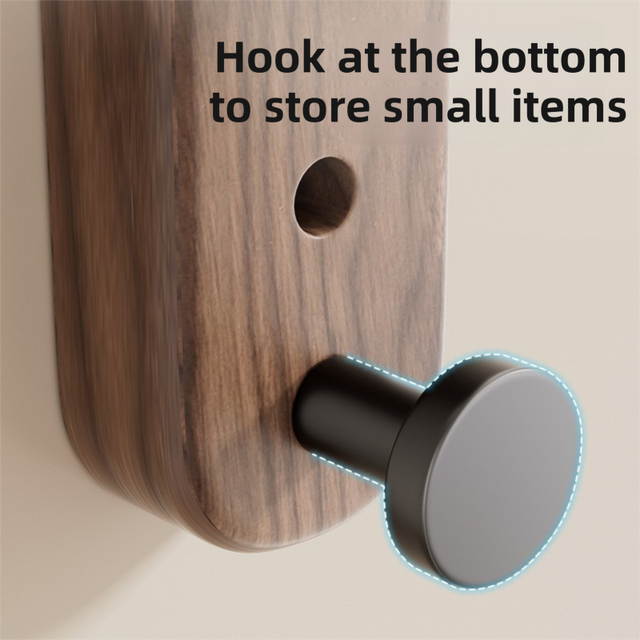 33CM Moisture Aluminum Folding Towel Rack Integrated Bottom Hook - 90 degrees Folding Black Walnut Grain V888-ELOSUNG49767