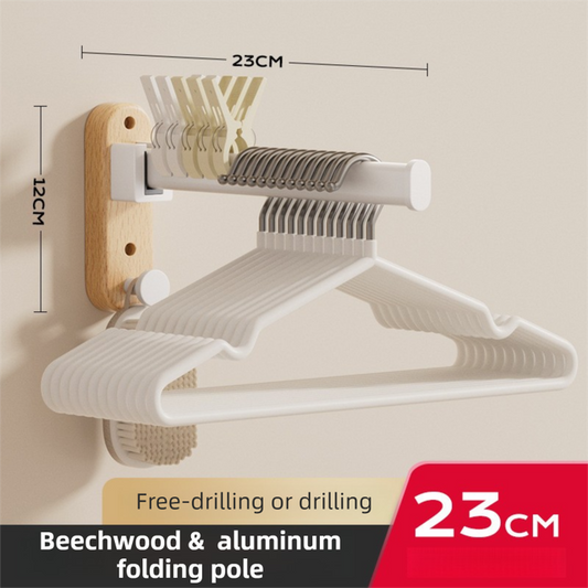 23CM Moisture Aluminum Folding Towel Rack Integrated Bottom Hook - 90 degrees Folding White Beechwood Grain V888-ELOSUNG49769
