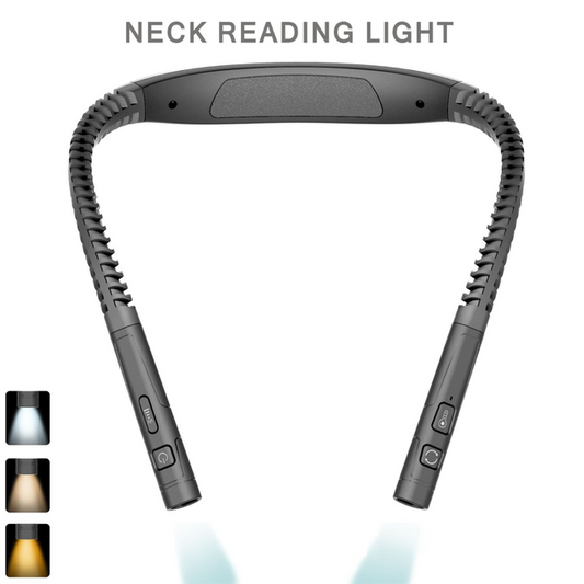 Black LED Rechargeable Ergonomic Neck Reading & Running Light - Timer, 3 Color & 5 Brightness - Eye-Caring V888-ELOSUNG49772