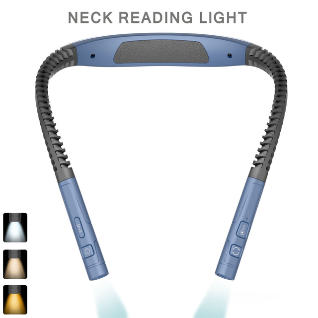 Dark Blue LED Rechargeable Ergonomic Neck Reading & Running Light - Timer, 3 Color & 5 Brightness - V888-ELOSUNG49775