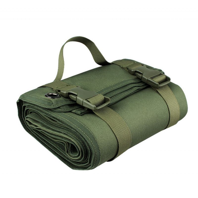 200x75CM Green Outdoor Tactical Roll-Up Shooting Mat - MOLLE Webbing & Stake Down Eyelets - Portable V888-ELOSUNG49778