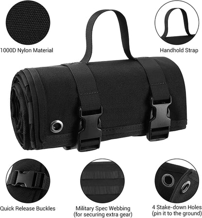 200x75CM Khaki Outdoor Tactical Roll-Up Shooting Mat - MOLLE Webbing & Stake Down Eyelets - Portable V888-ELOSUNG49781