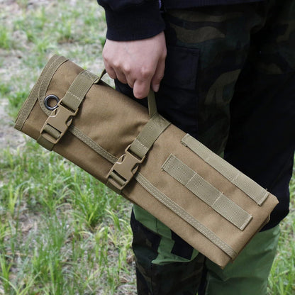 200x75CM Khaki Outdoor Tactical Roll-Up Shooting Mat - MOLLE Webbing & Stake Down Eyelets - Portable V888-ELOSUNG49781