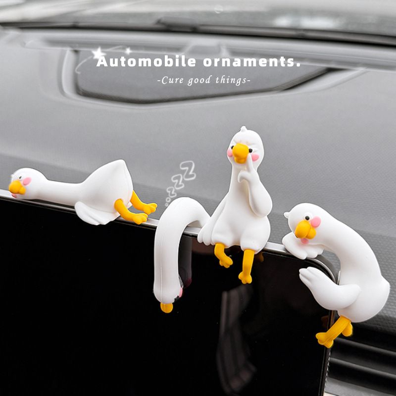4-Piece Adorable Pomelo Duckies Resin Figurine with Adhesive Backing - Creative Desktop & Car Ornaments for V888-ELOSUNG49787
