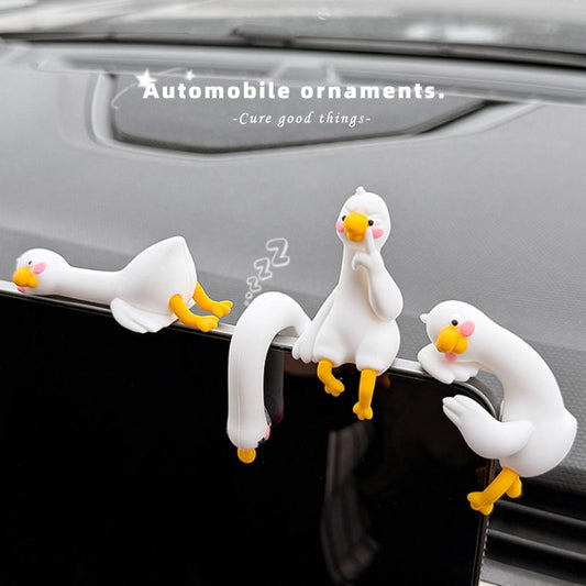 4-Piece Adorable Pomelo Duckies Resin Figurine with Adhesive Backing - Creative Desktop & Car Ornaments for V888-ELOSUNG49787