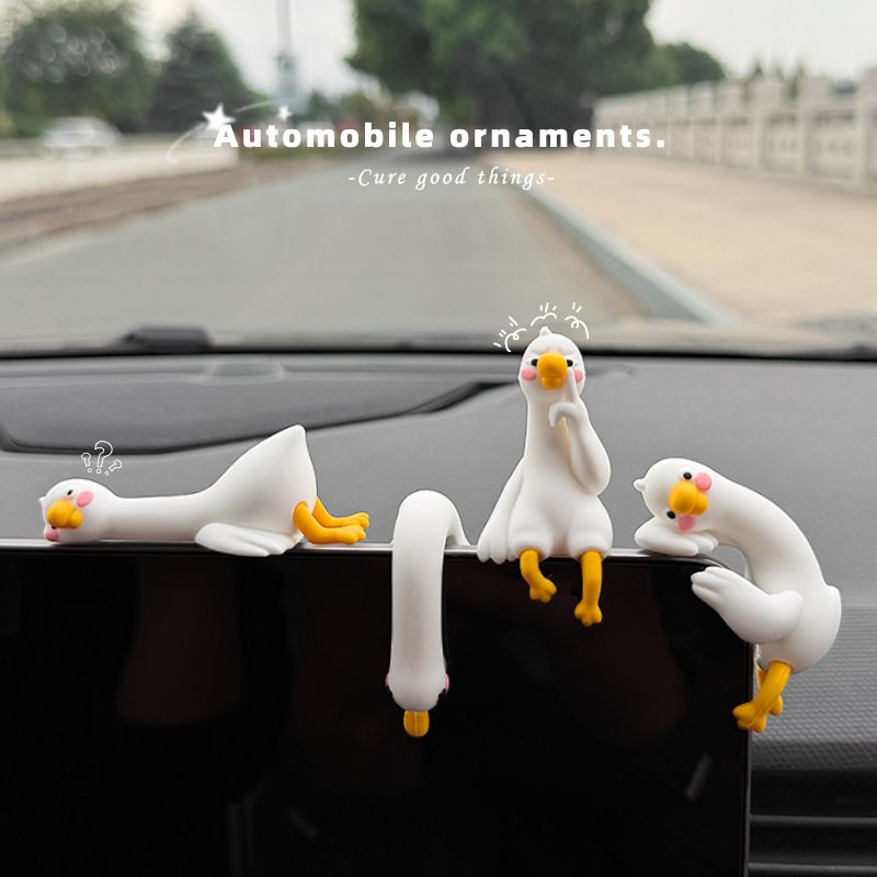 4-Piece Adorable Pomelo Duckies Resin Figurine with Adhesive Backing - Creative Desktop & Car Ornaments for V888-ELOSUNG49787