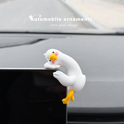 4-Piece Adorable Pomelo Duckies Resin Figurine with Adhesive Backing - Creative Desktop & Car Ornaments for V888-ELOSUNG49787