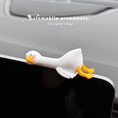 4-Piece Adorable Pomelo Duckies Resin Figurine with Adhesive Backing - Creative Desktop & Car Ornaments for V888-ELOSUNG49787