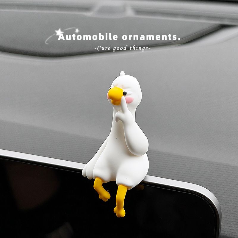 4-Piece Adorable Pomelo Duckies Resin Figurine with Adhesive Backing - Creative Desktop & Car Ornaments for V888-ELOSUNG49787