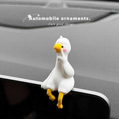 4-Piece Adorable Pomelo Duckies Resin Figurine with Adhesive Backing - Creative Desktop & Car Ornaments for V888-ELOSUNG49787