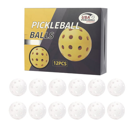 12-Pack White Professional Outdoor Pickleballs in Deluxe Gift Box - Seamless Crack-Resistant 40-Hole Training V888-ELOSUNG49790