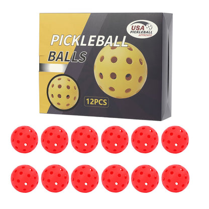 12-Pack Red Professional Outdoor Pickleballs in Deluxe Gift Box - Seamless Crack-Resistant 40-Hole Training V888-ELOSUNG49792