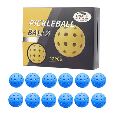 12-Pack Blue Professional Outdoor Pickleballs in Deluxe Gift Box - Seamless Crack-Resistant 40-Hole Training V888-ELOSUNG49794
