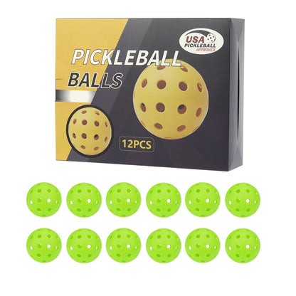 12-Pack Green Professional Outdoor Pickleballs in Deluxe Gift Box - Seamless Crack-Resistant 40-Hole Training V888-ELOSUNG49796