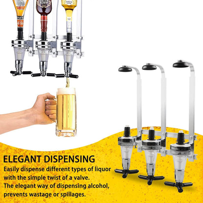 Professional Wall-Mounted Alcohol Tot Dispenser (3 Head) - Heavy Duty Adjustable Metal Wine Rack Decor with V888-ELOSUNG49797