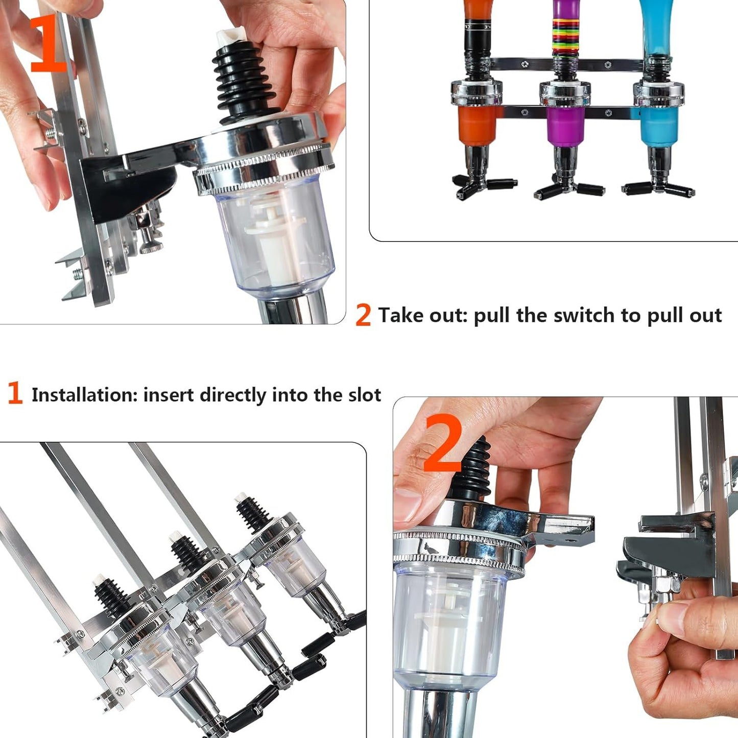 Professional Wall-Mounted Alcohol Tot Dispenser (3 Head) - Heavy Duty Adjustable Metal Wine Rack Decor with V888-ELOSUNG49797