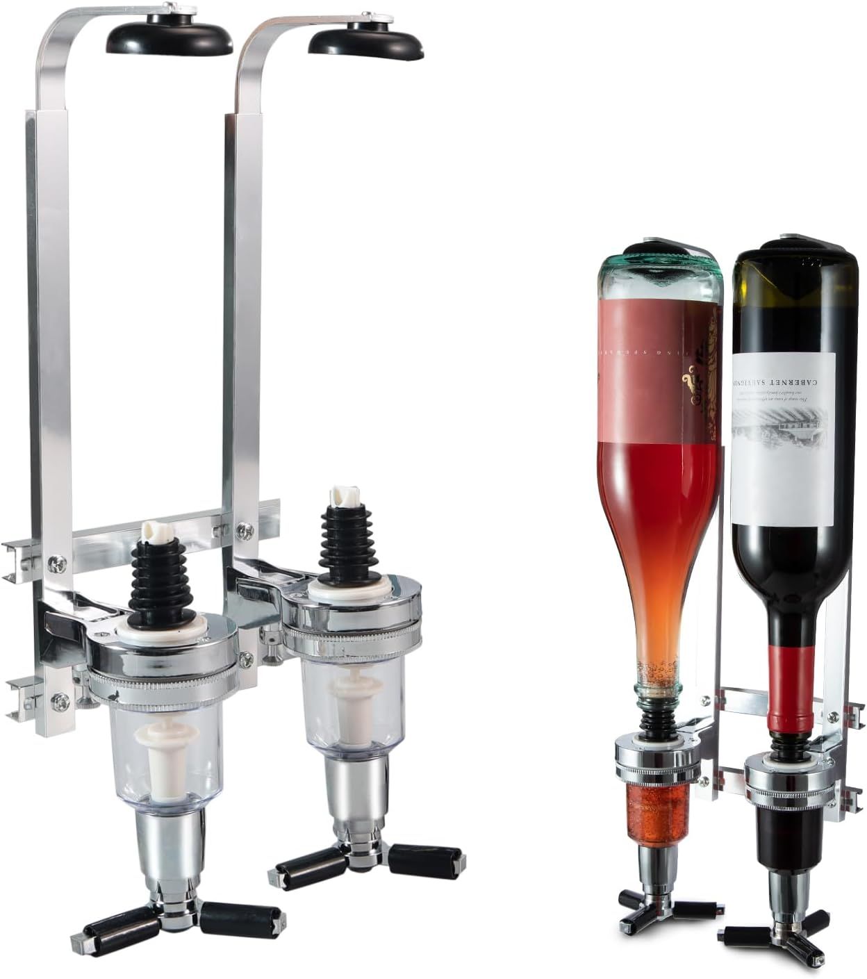 Professional Wall-Mounted Alcohol Tot Dispenser (2 Head) - Heavy Duty Adjustable Metal Wine Rack Decor with V888-ELOSUNG49798