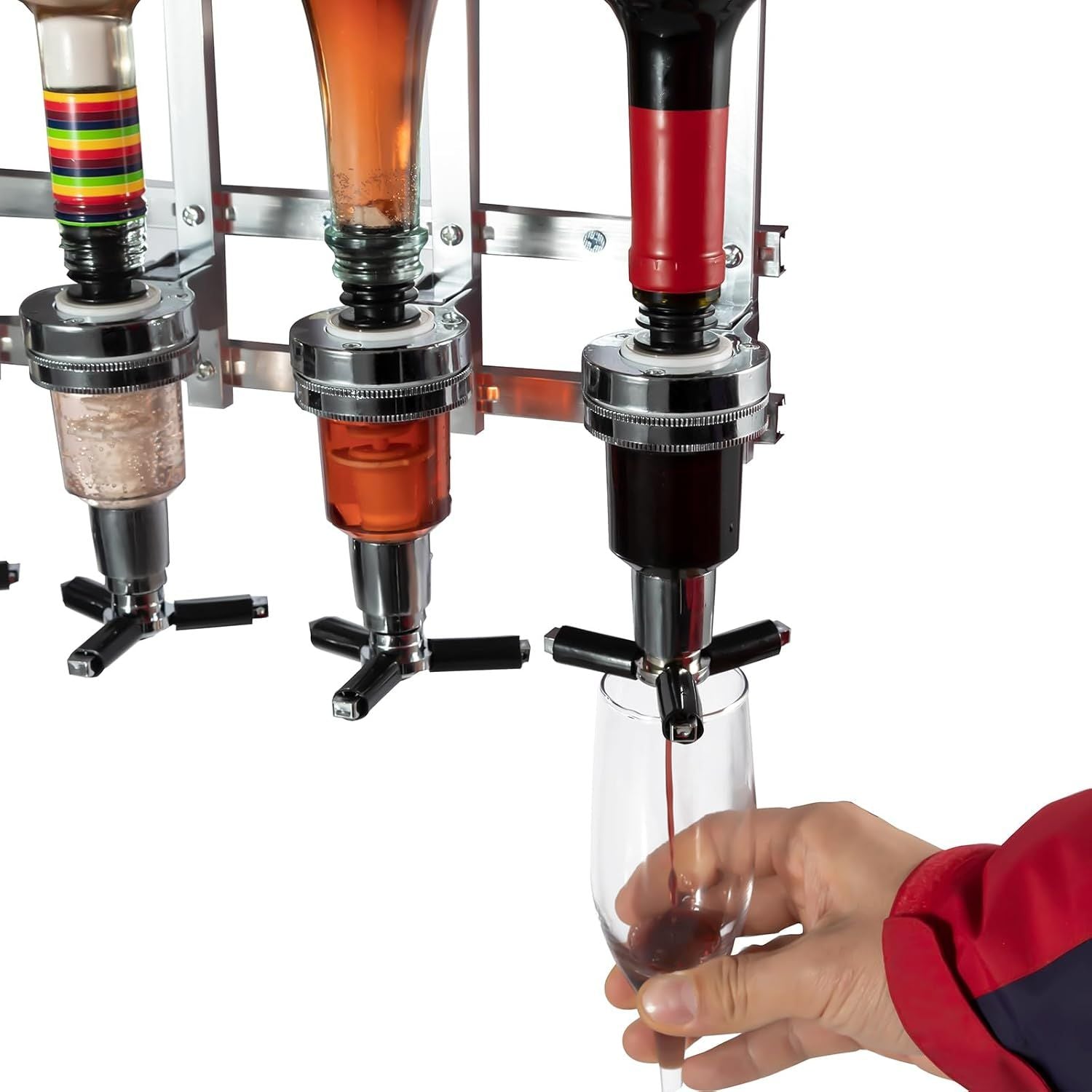 Professional Wall-Mounted Alcohol Tot Dispenser (2 Head) - Heavy Duty Adjustable Metal Wine Rack Decor with V888-ELOSUNG49798