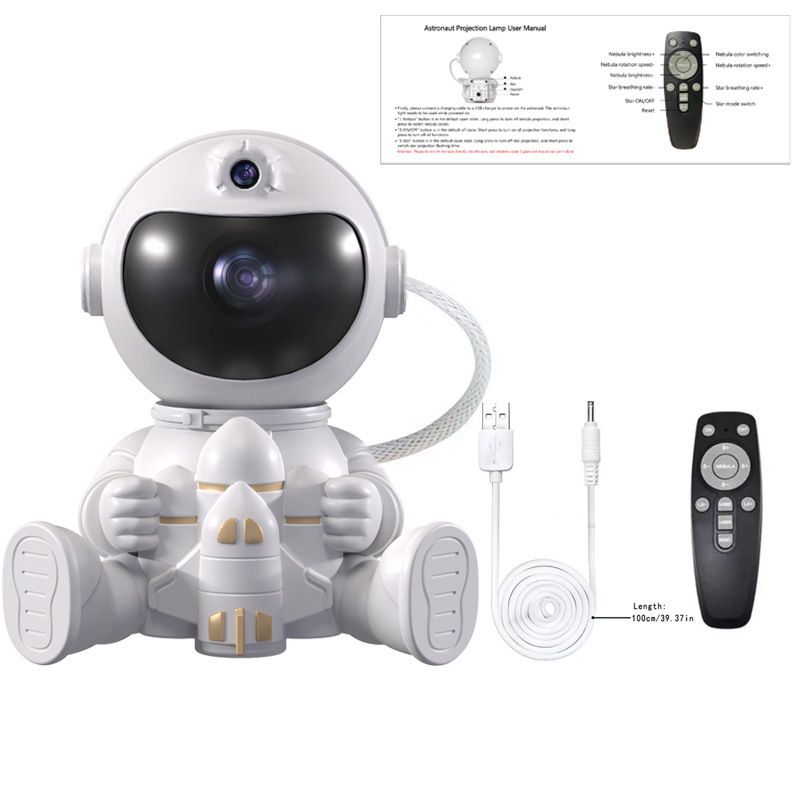 USB Powered Astronaut Nebula Projector & Starry Night Ambient Light with Space Shuttle Accents - 8 Nebula V888-ELOSUNG49807