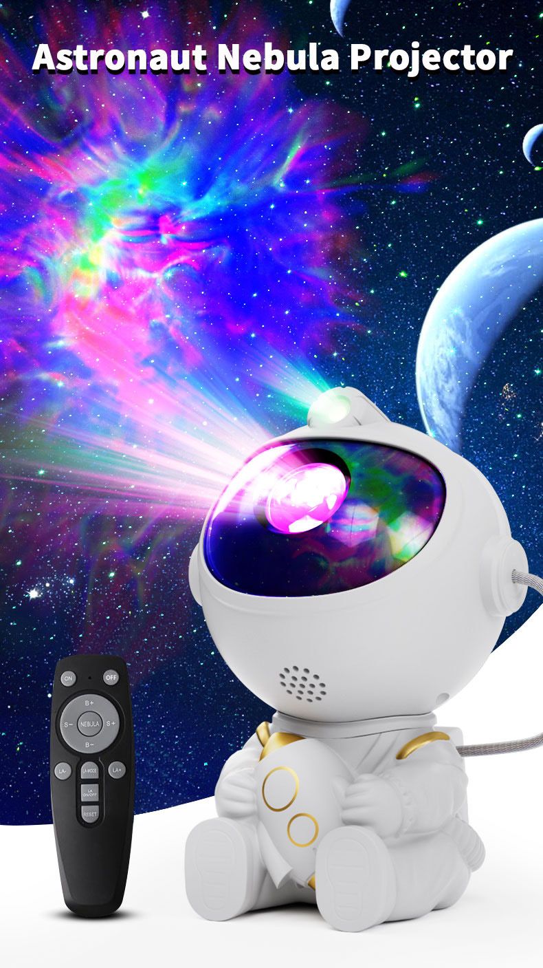 USB Powered Astronaut Nebula Projector & Starry Night Ambient Light with Space Shuttle Accents - 8 Nebula V888-ELOSUNG49807
